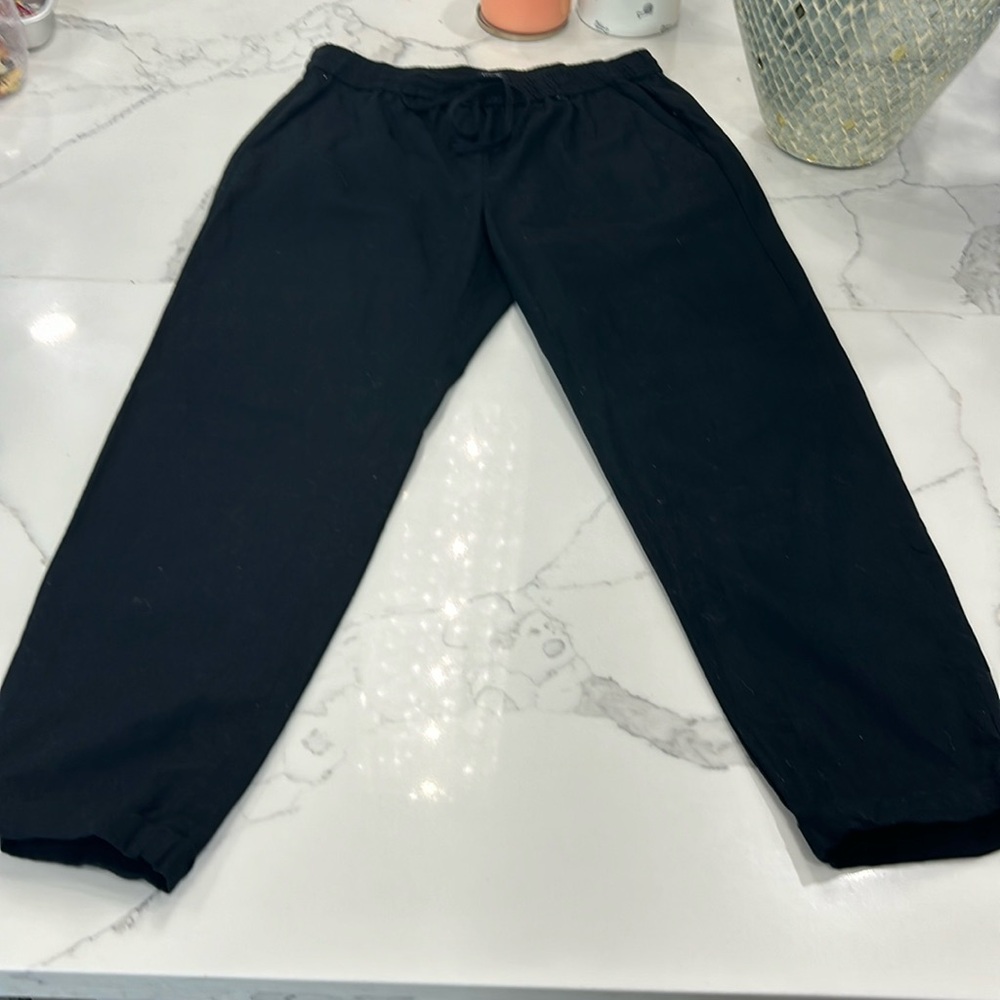 J. Crew Black Linen/Cotton Jogger Pants. Size 8 (578)